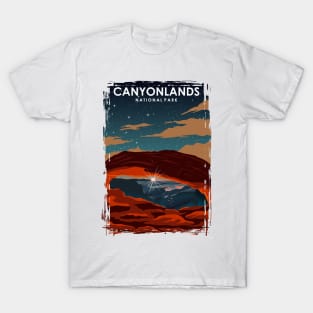 Canyonlands National Park Vintage Minimal Retro Travel Poster at Night T-Shirt